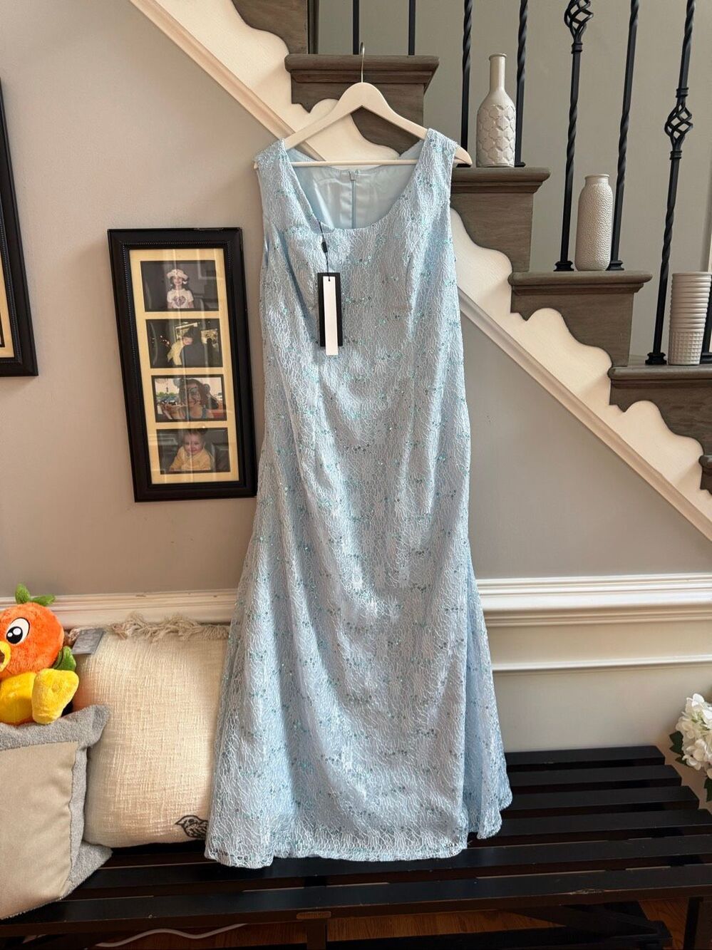 Ryanth Baby Blue Sequin Sleeveless Mother of the Bride Dress sz 14 NWT